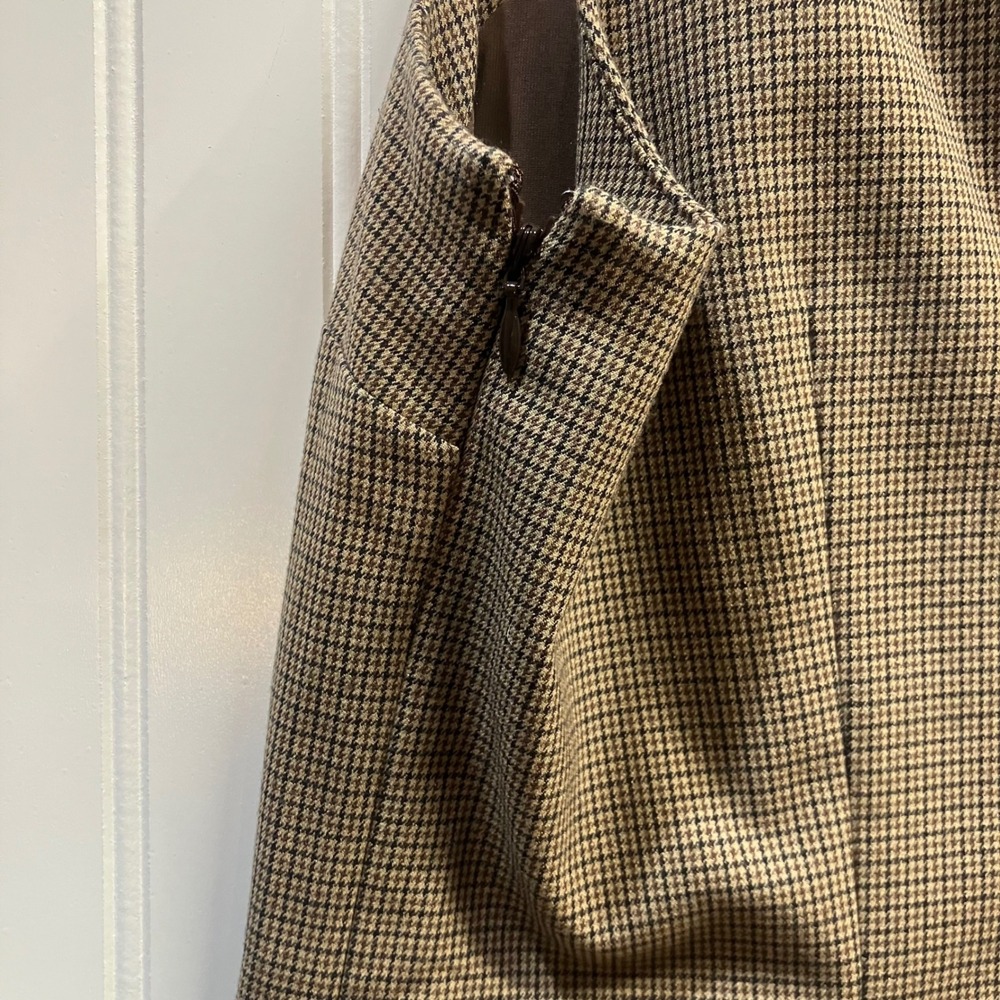 Abercrombie & Fitch Brown Houndstooth Square Neck Shift Mini Dress M Sleeveless - Picture 5 of 8
